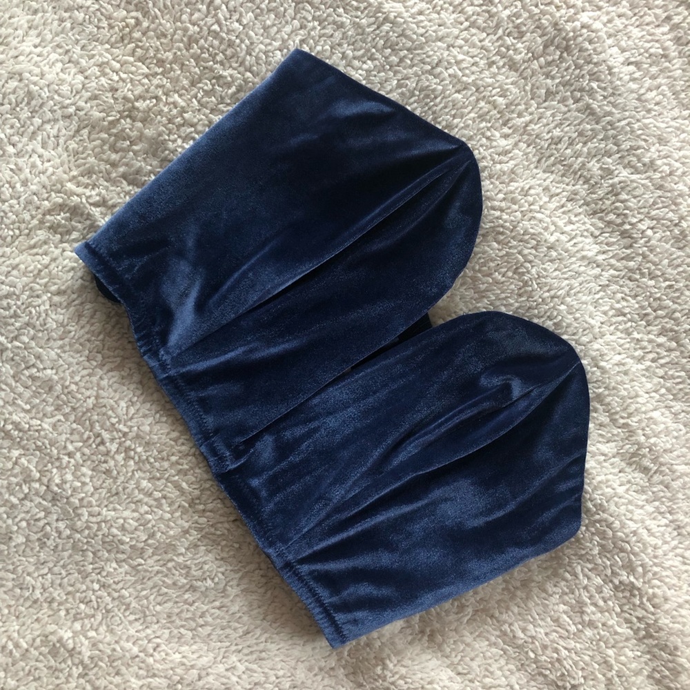 VS Blue Velvet Crop Top with Sexy V-Cut